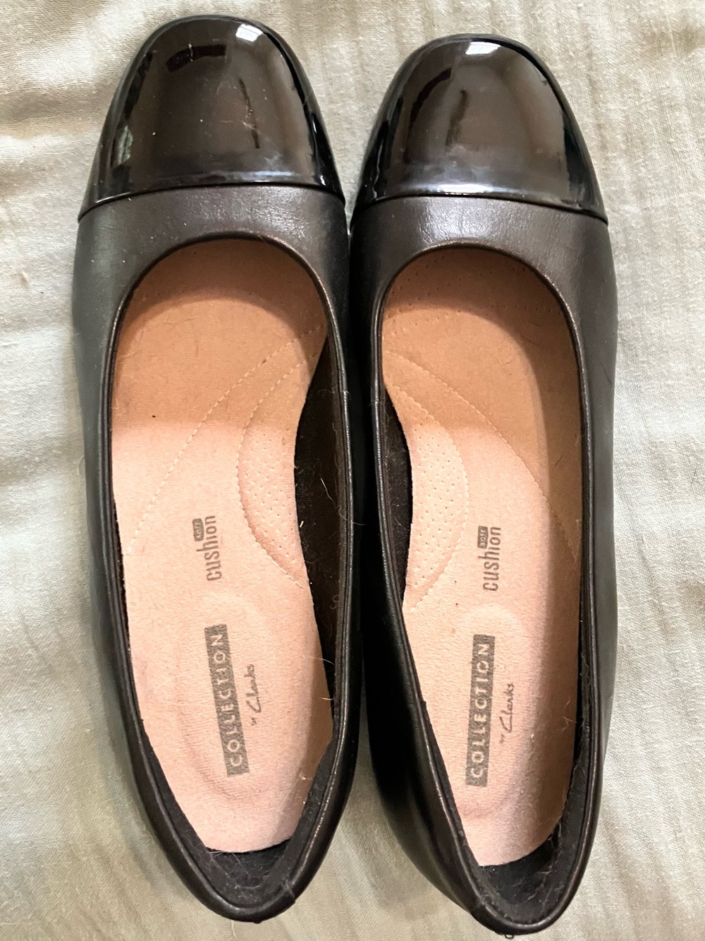 Clarks Black Patent Cap-Toe Heels